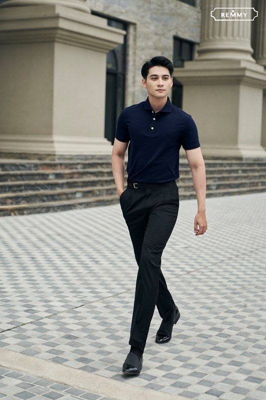 AF polo cao cấp limited- cổ ngang- màu xanh navy