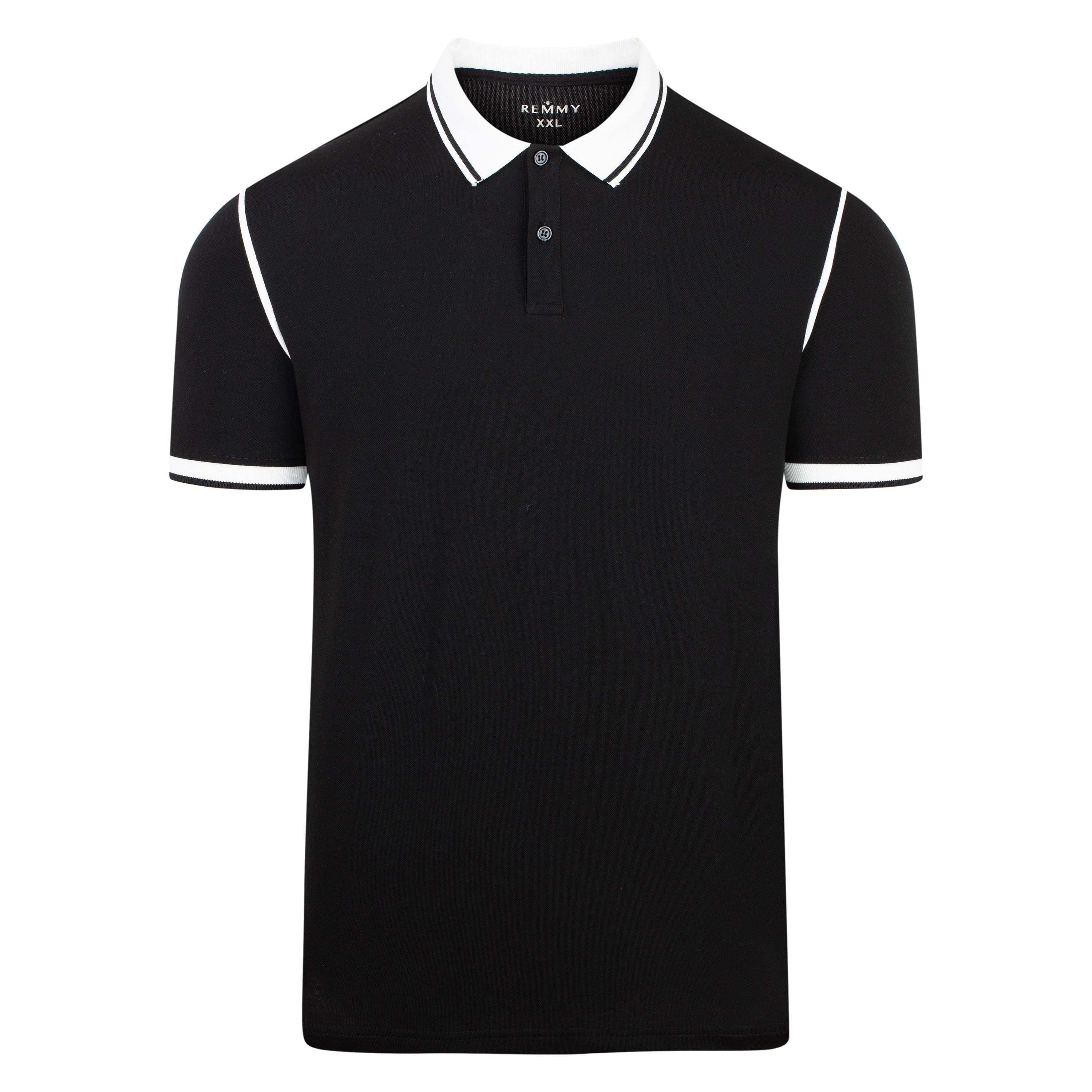 AF polo đen kẻ nách trắng, cổ trắng kẻ đen #517