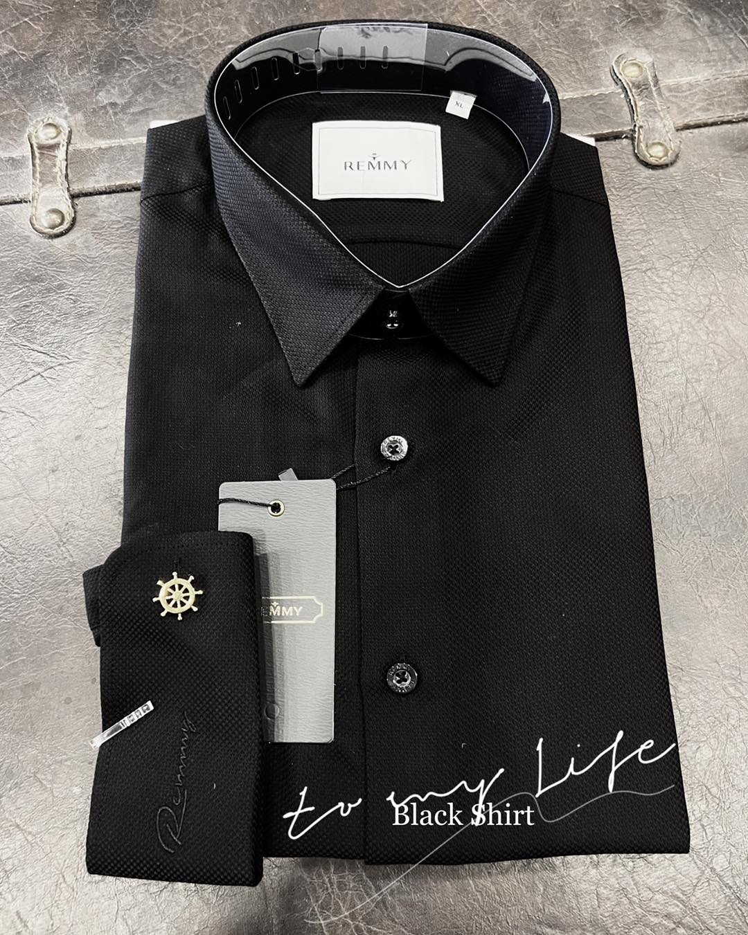 SM đen vải sần- cufflink tay