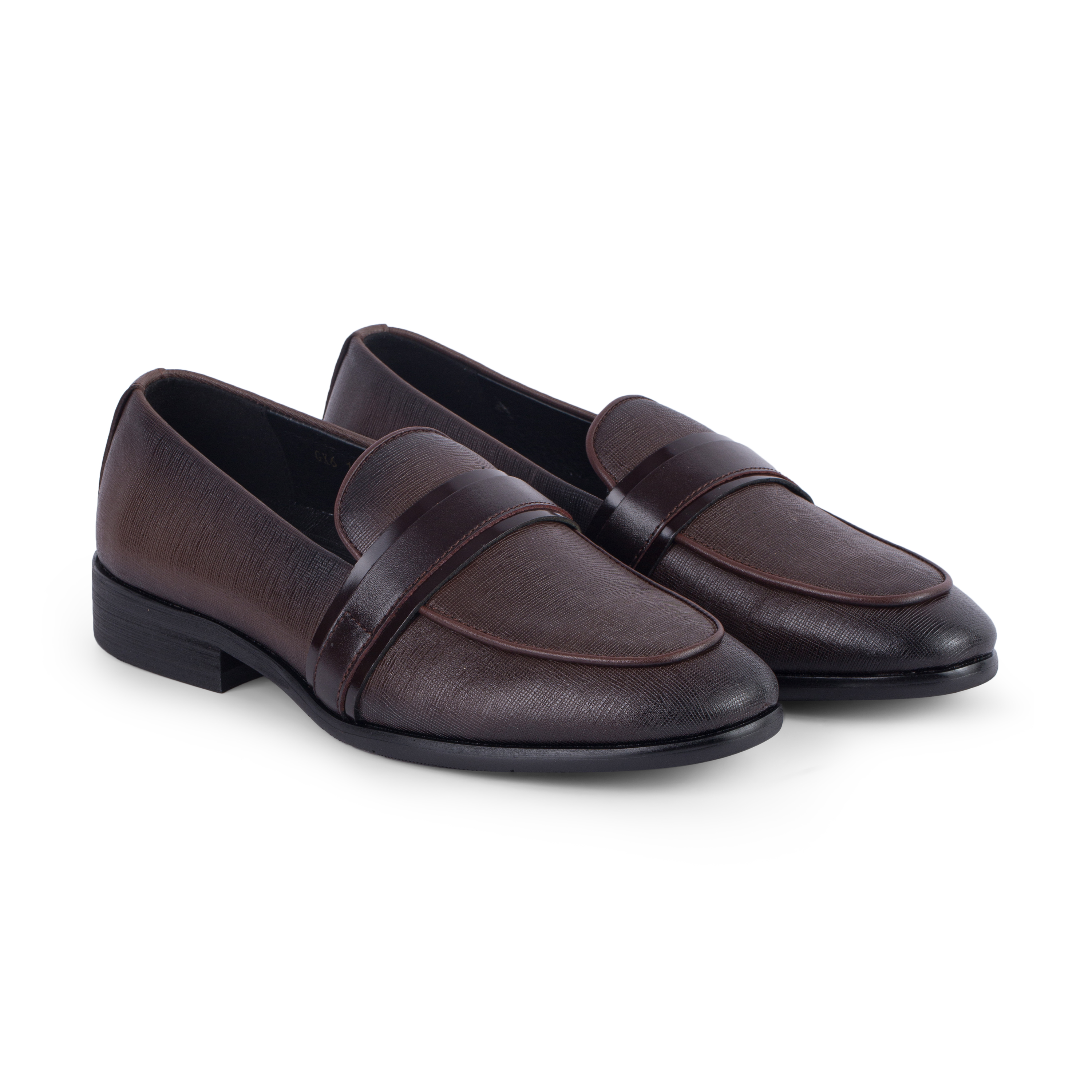 Giày lười nâu 2 báng bóng, da xước sz 39