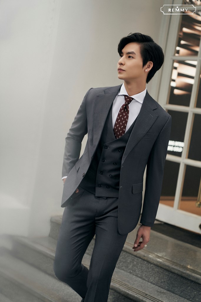 Vest ghi xanh xi măng ve cổ chữ K #498