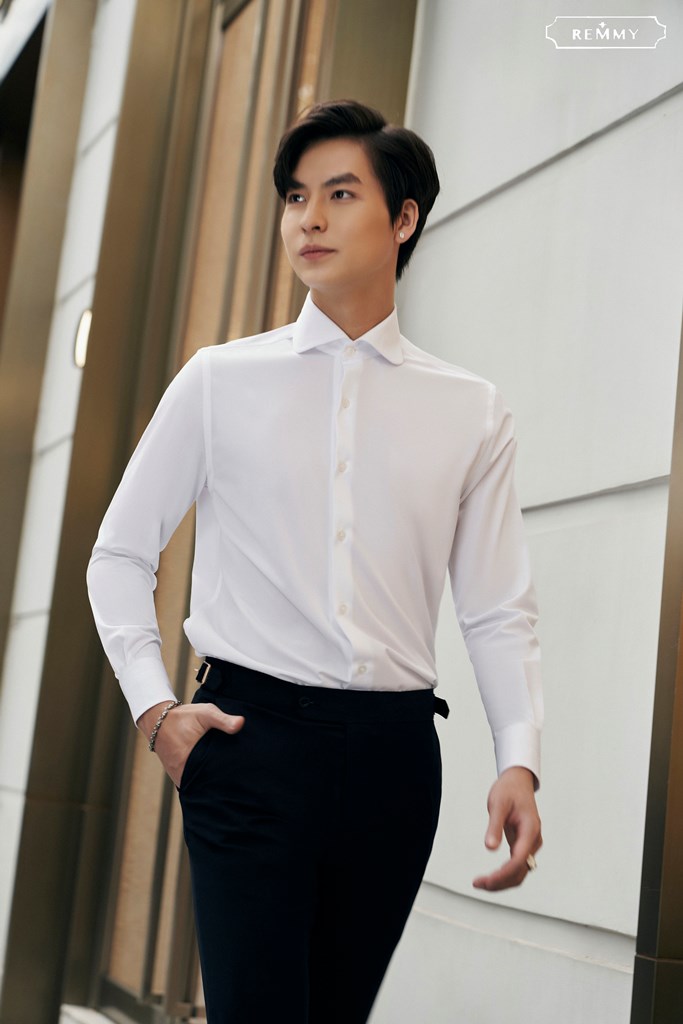 SM trắng tinh vải mềm, cổ sen #983