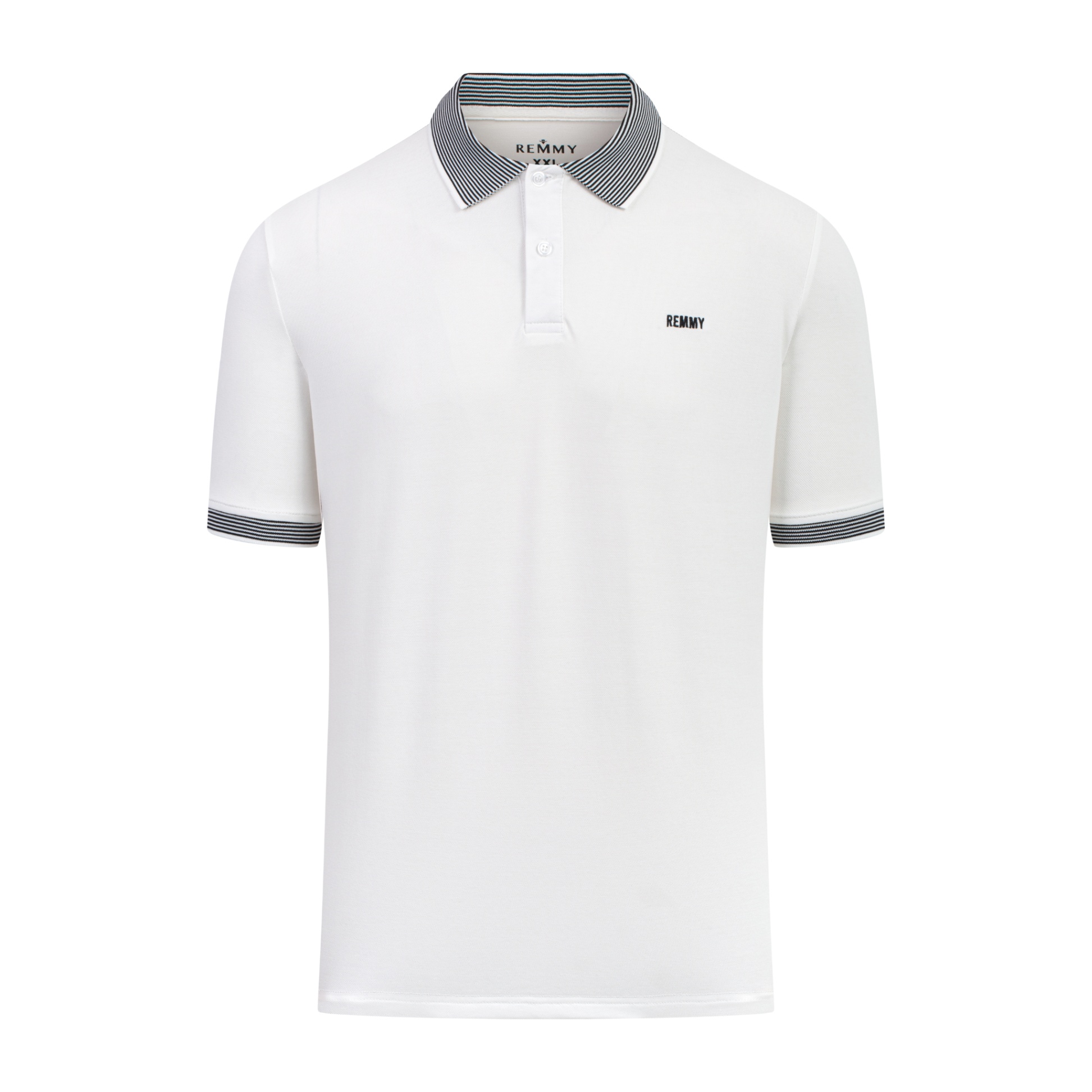 AF polo trắng phối cổ+ cổ tay kẻ sọc đen trắng #05