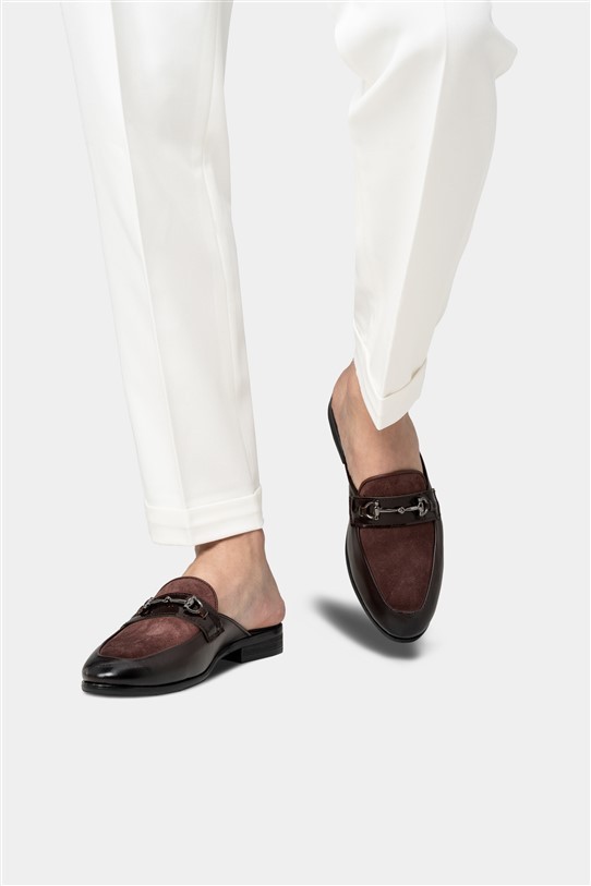 Giày sục lá đề nâu- da lộn, đai bóng sz 39