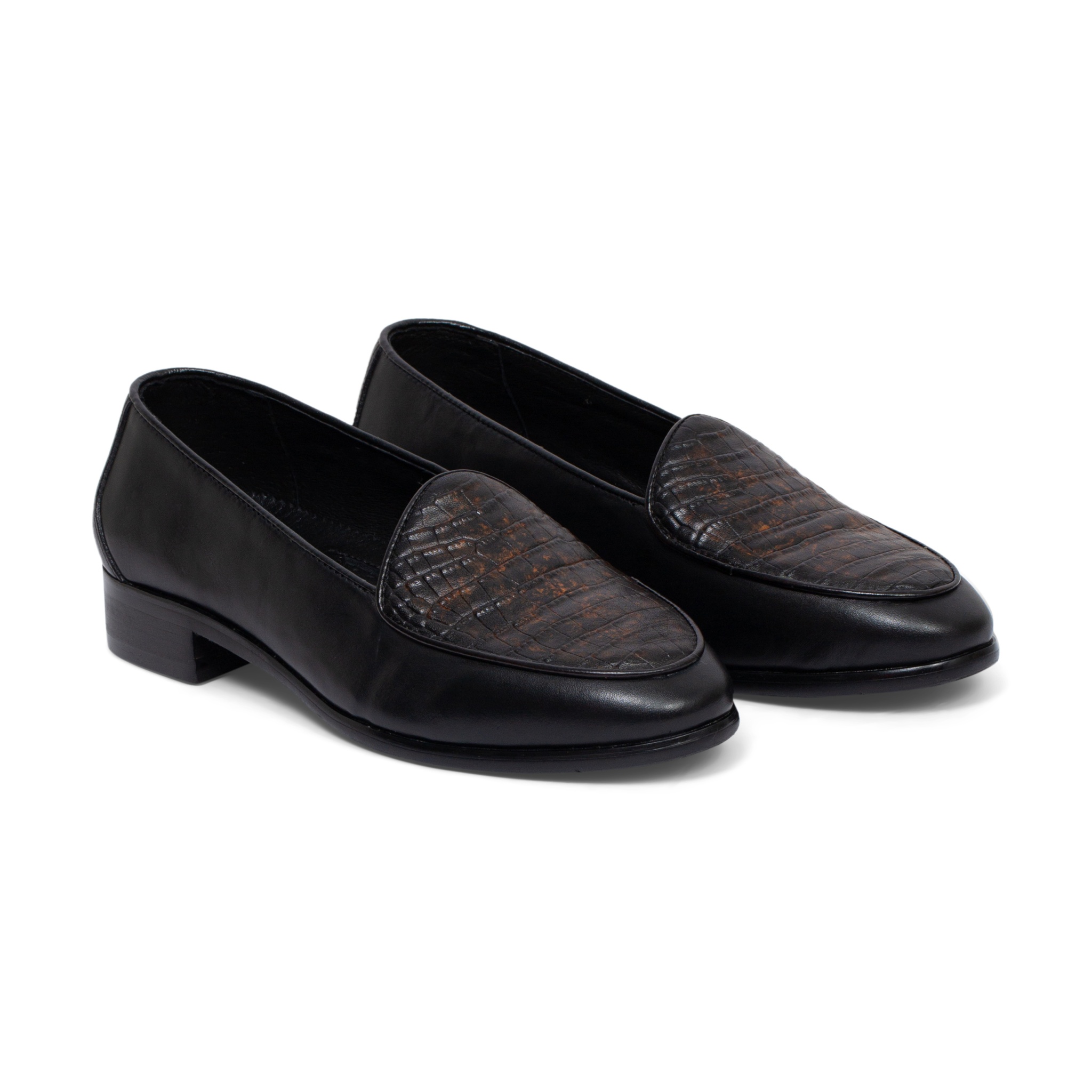 Giày lười đen vân, da cá sấu sz 41