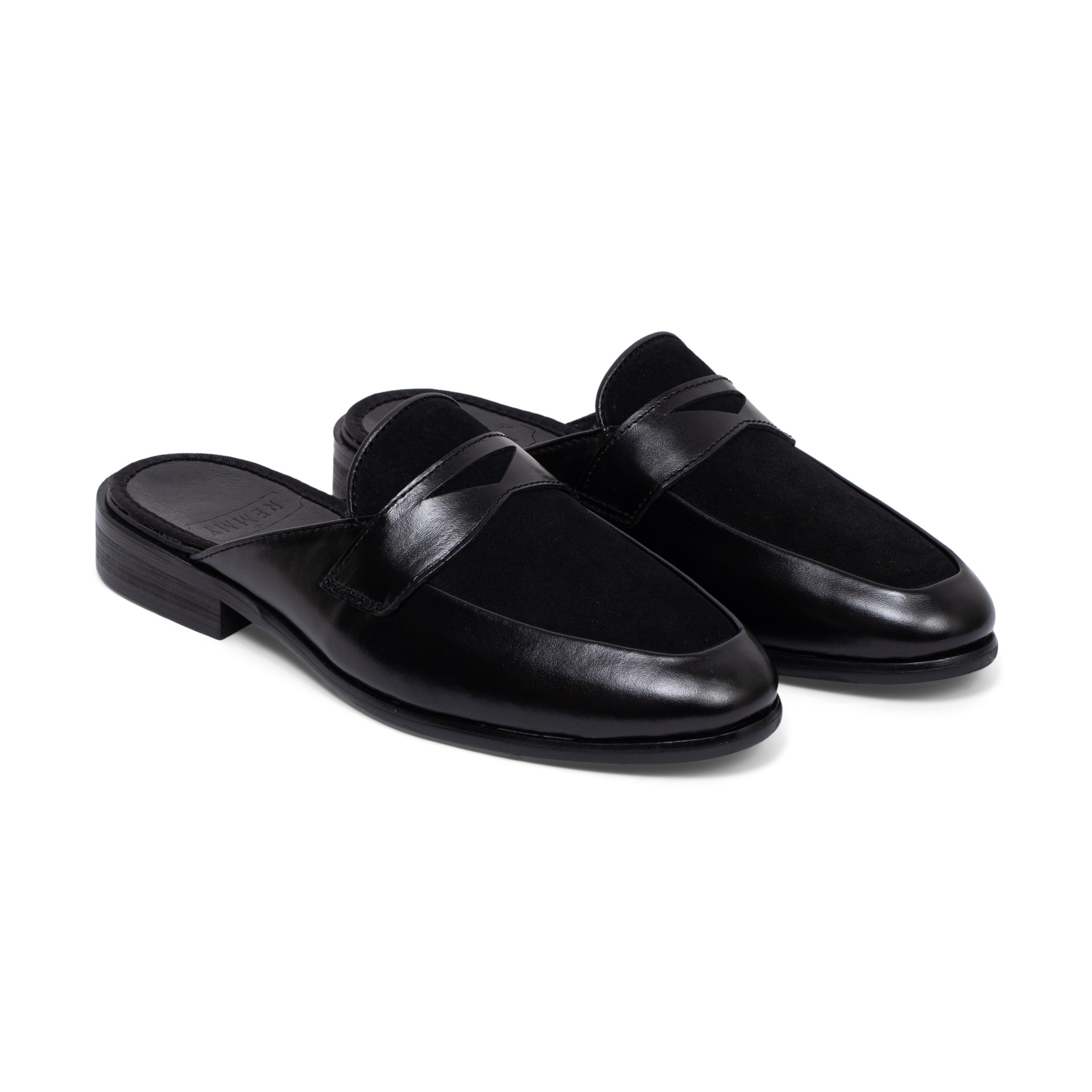 Giày sục lá đề đen- da lộn, đai khoét sz 39