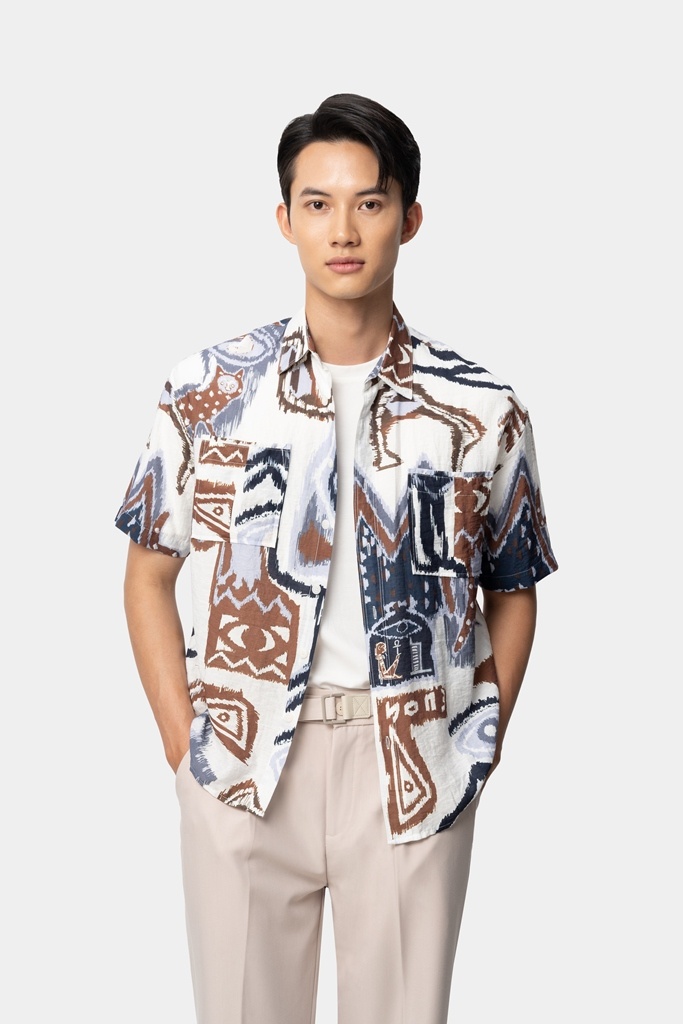 SM cộc tay, màu trắng pha nâu, tím than, xanh nhạt,66228 #1020