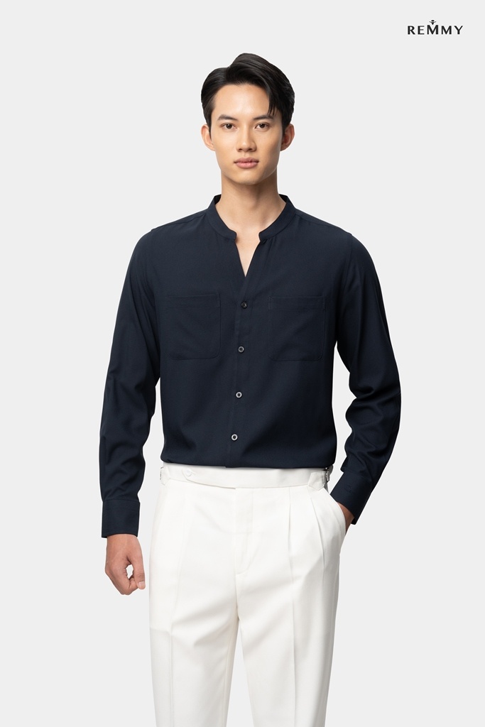 SM tím than đậm dài tay cổ tàu #1005