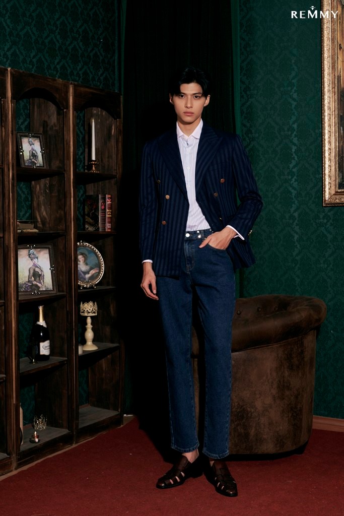 Vest xanh tím than kẻ sọc chìm nổi, ve nhọn 5542 #518