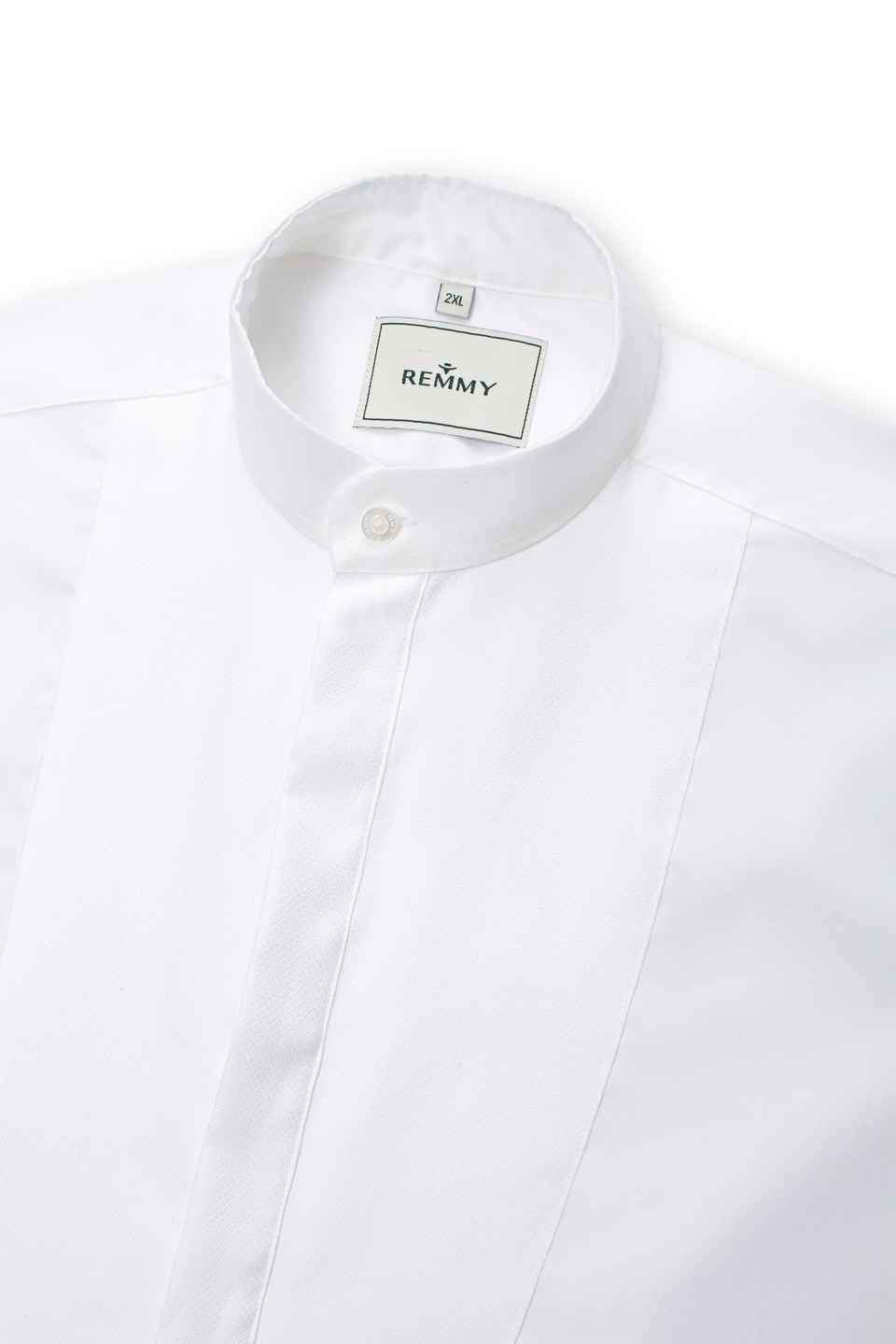 SM regular fit dài tay,màu trắng, cổ tàu , đáp thân trước #1128