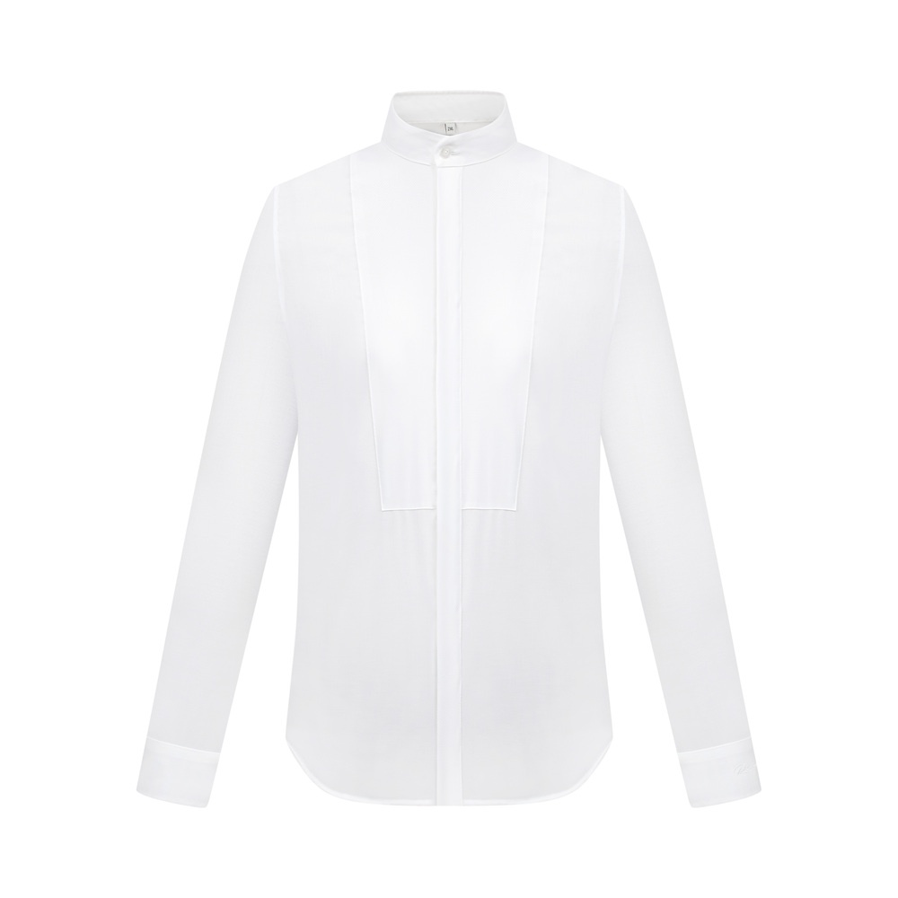 SM regular fit dài tay,màu trắng, cổ tàu , đáp thân trước #1128