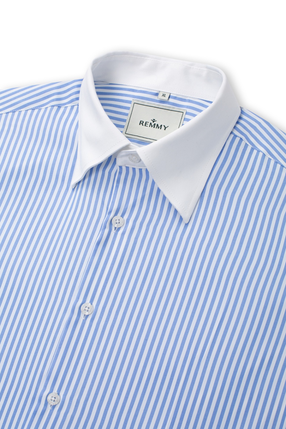 SM regular fit dài tay, màu trắng kẻ xanh dương , cổ - cổ tay đáp trắng #1124