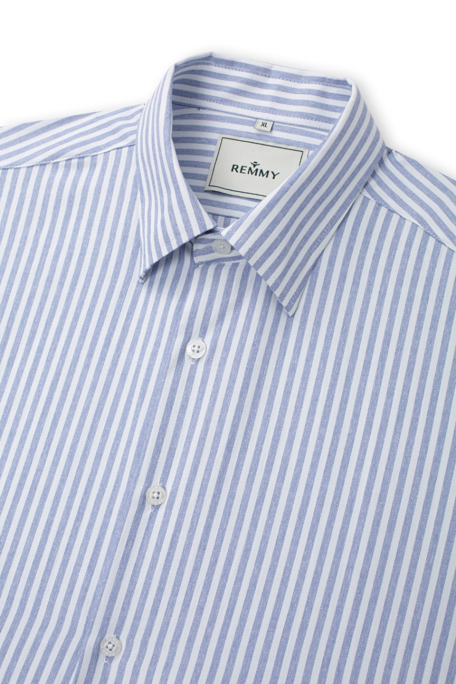 SM regular fit dài tay, màu trắng kẻ xanh nhạt , cổ button down hidden #1122
