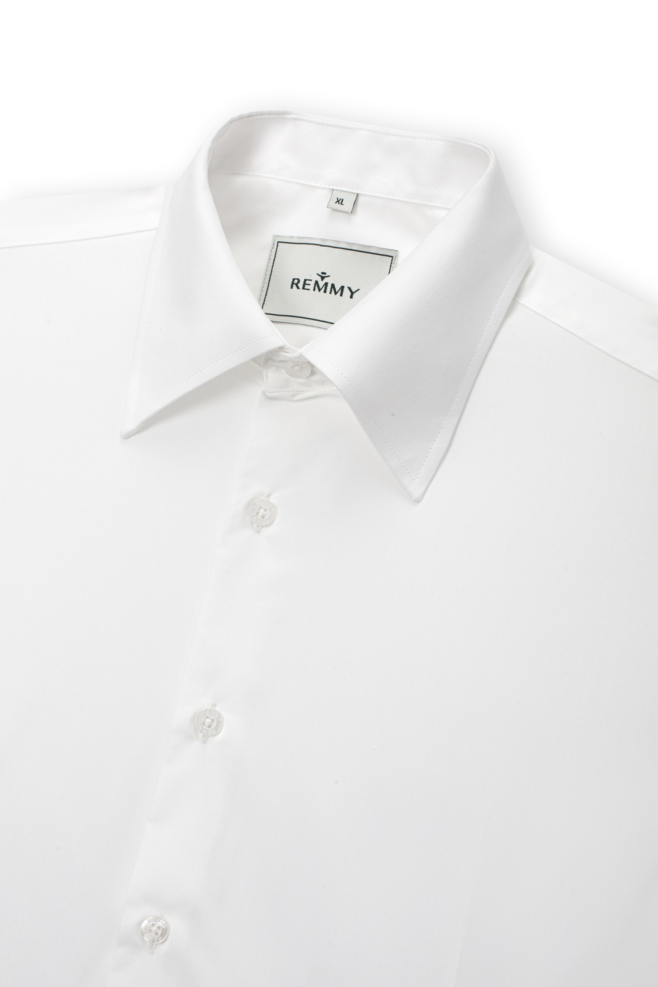 SM regular fit dài tay, màu trắng vải dệt herringbone , cổ button down hidden #1121
