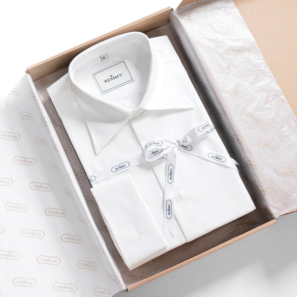 SM regular fit dài tay, màu trắng vải dệt herringbone , cổ button down hidden #1121