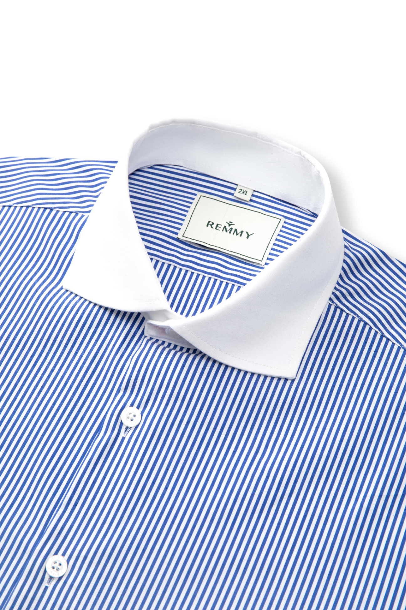 SM regular fit dài tay, màu xanh kẻ tăm trắng , cufflink tay , cổ - cổ tay đáp trắng #1137