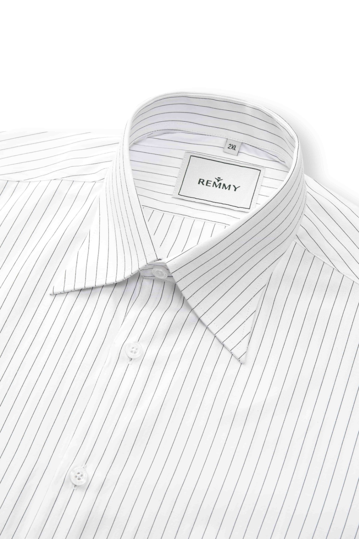 SM regular fit dài tay, màu trắng kẻ đen , cổ buttondown hiddent #1141