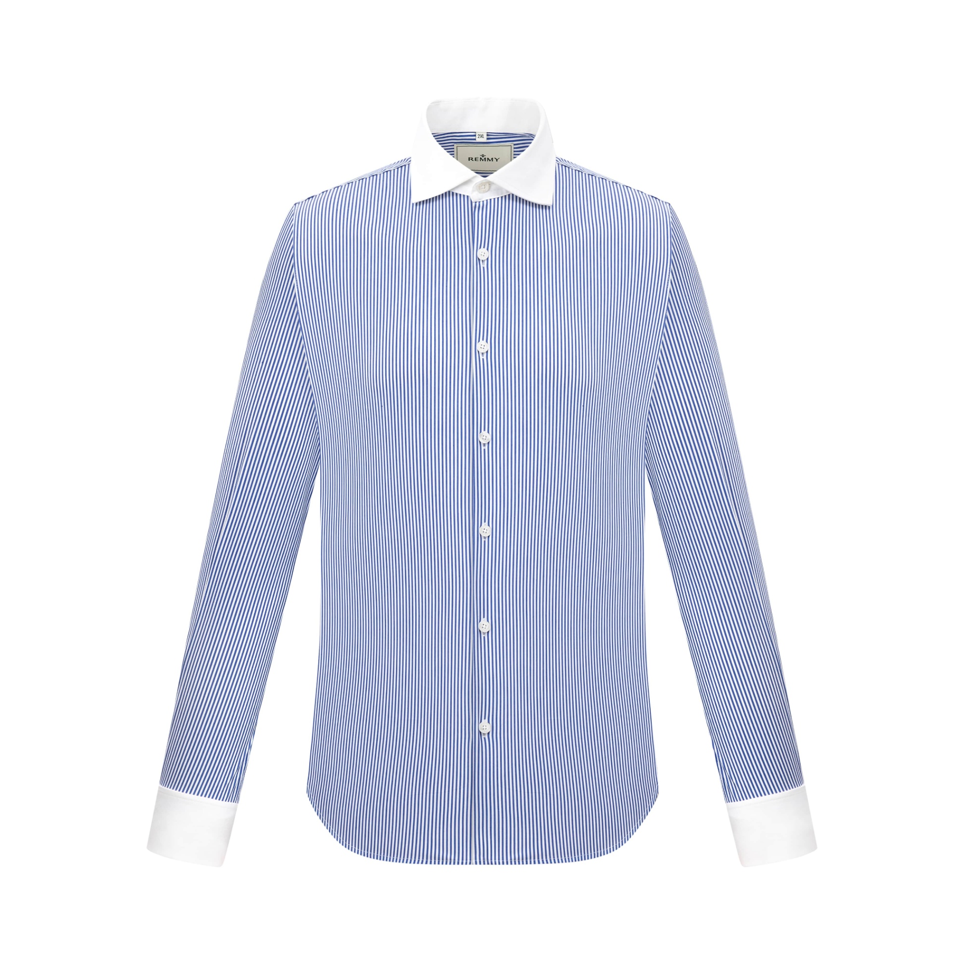 SM regular fit dài tay, màu xanh kẻ tăm trắng , cufflink tay , cổ - cổ tay đáp trắng #1137