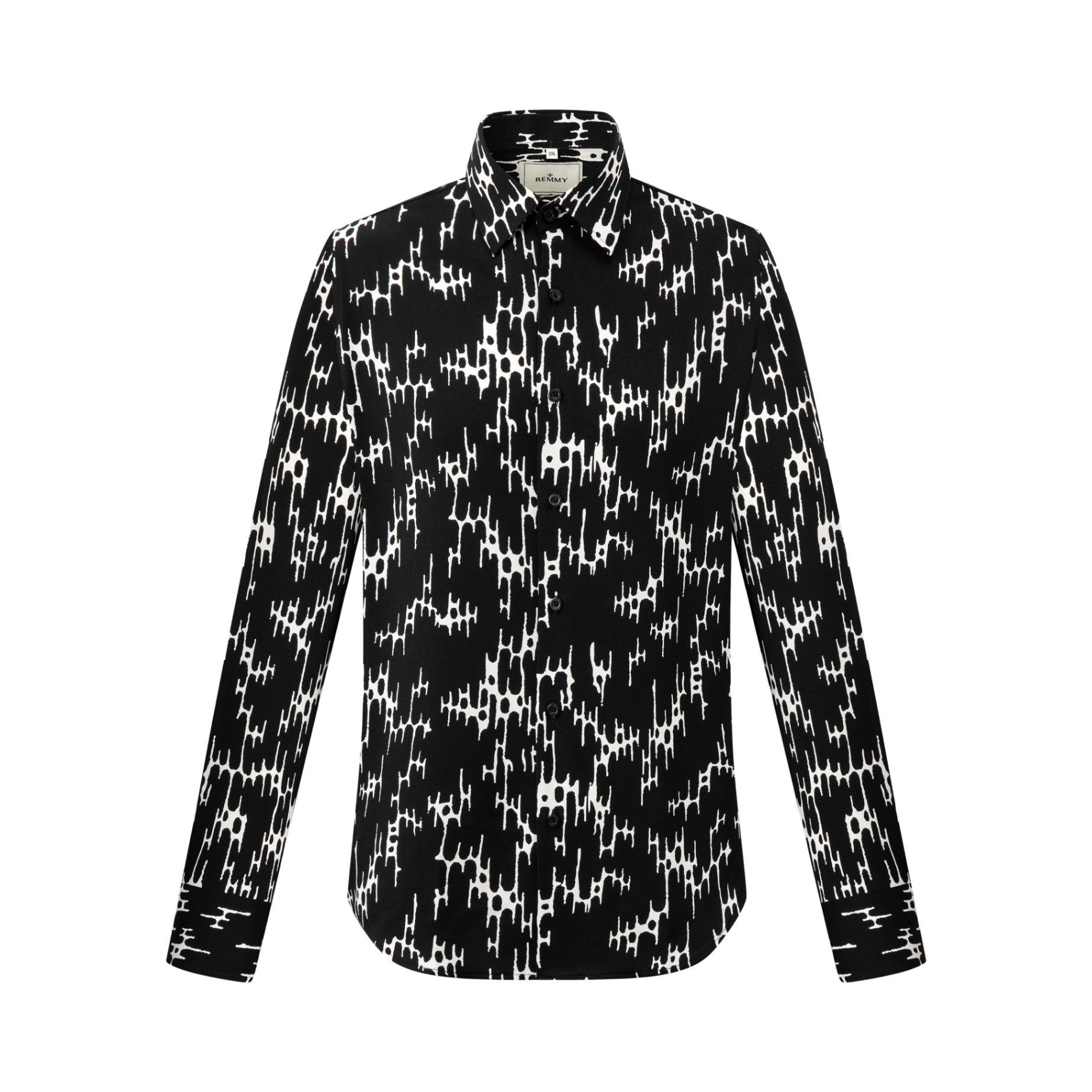 SM regular fit lụa dài tay, màu đen trắng , cổ basic #1138