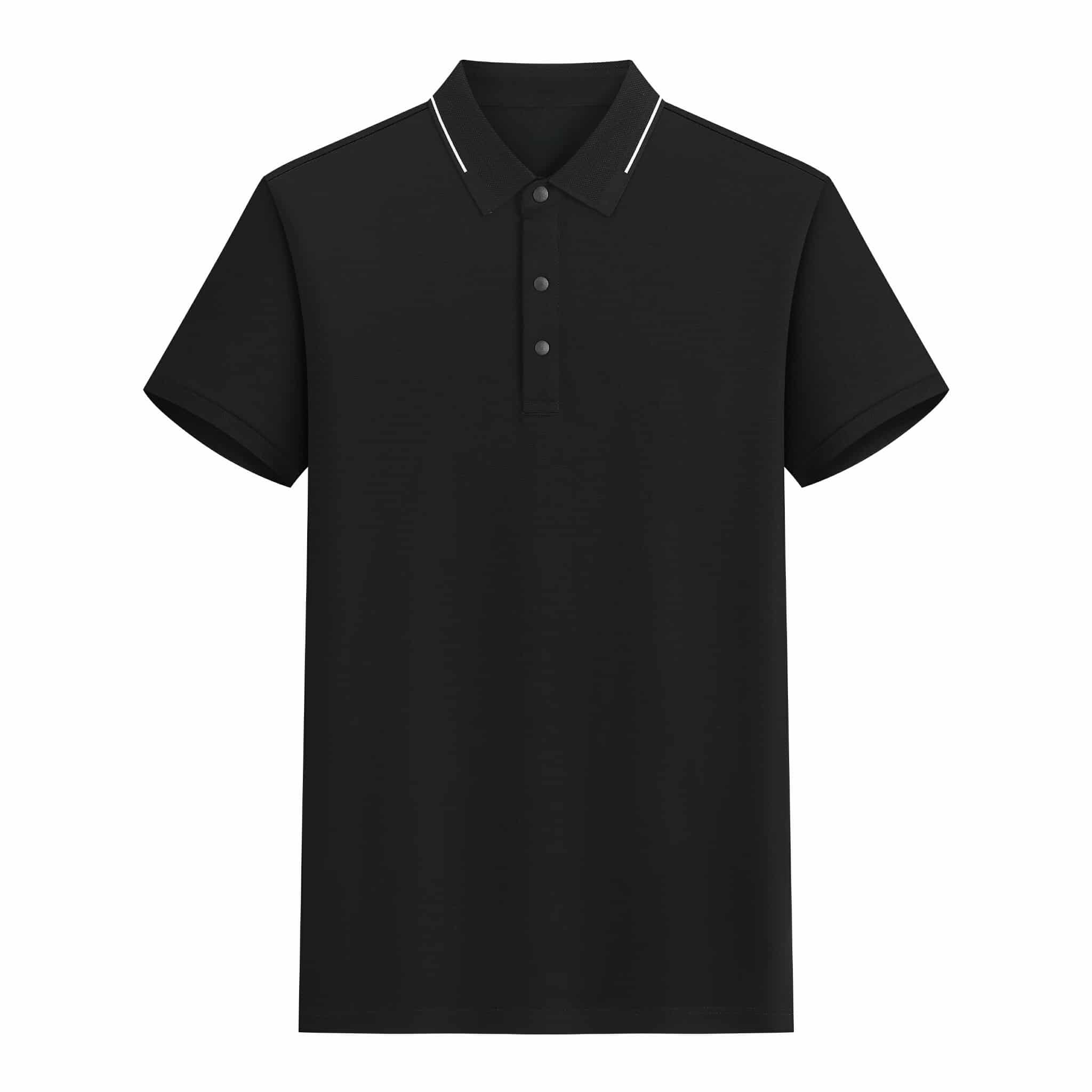 AF cổ bẻ khuy bấm , màu đen , cổ kẻ trắng #380