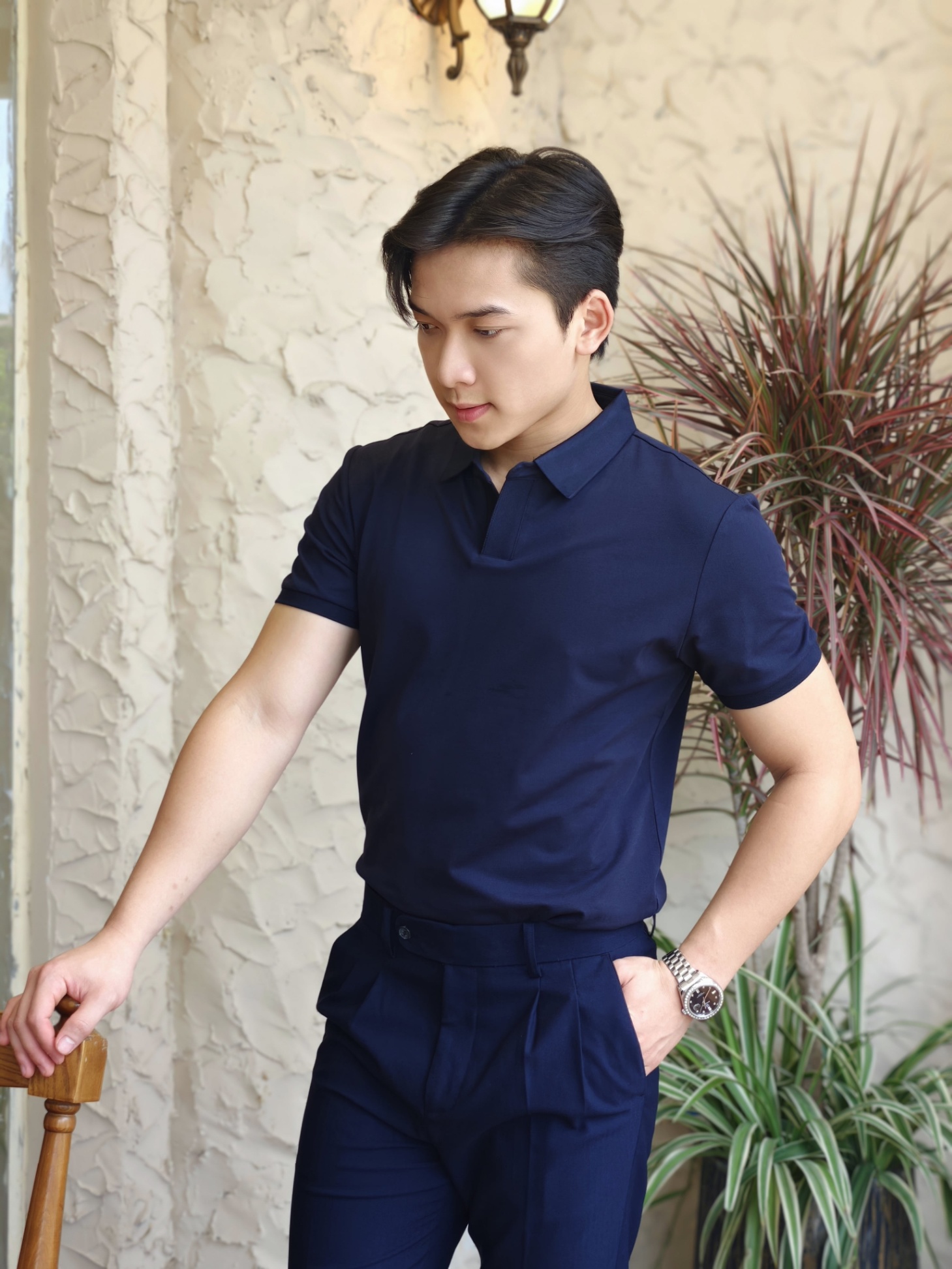 AF cổ bẻ màu tím than 6701 #376