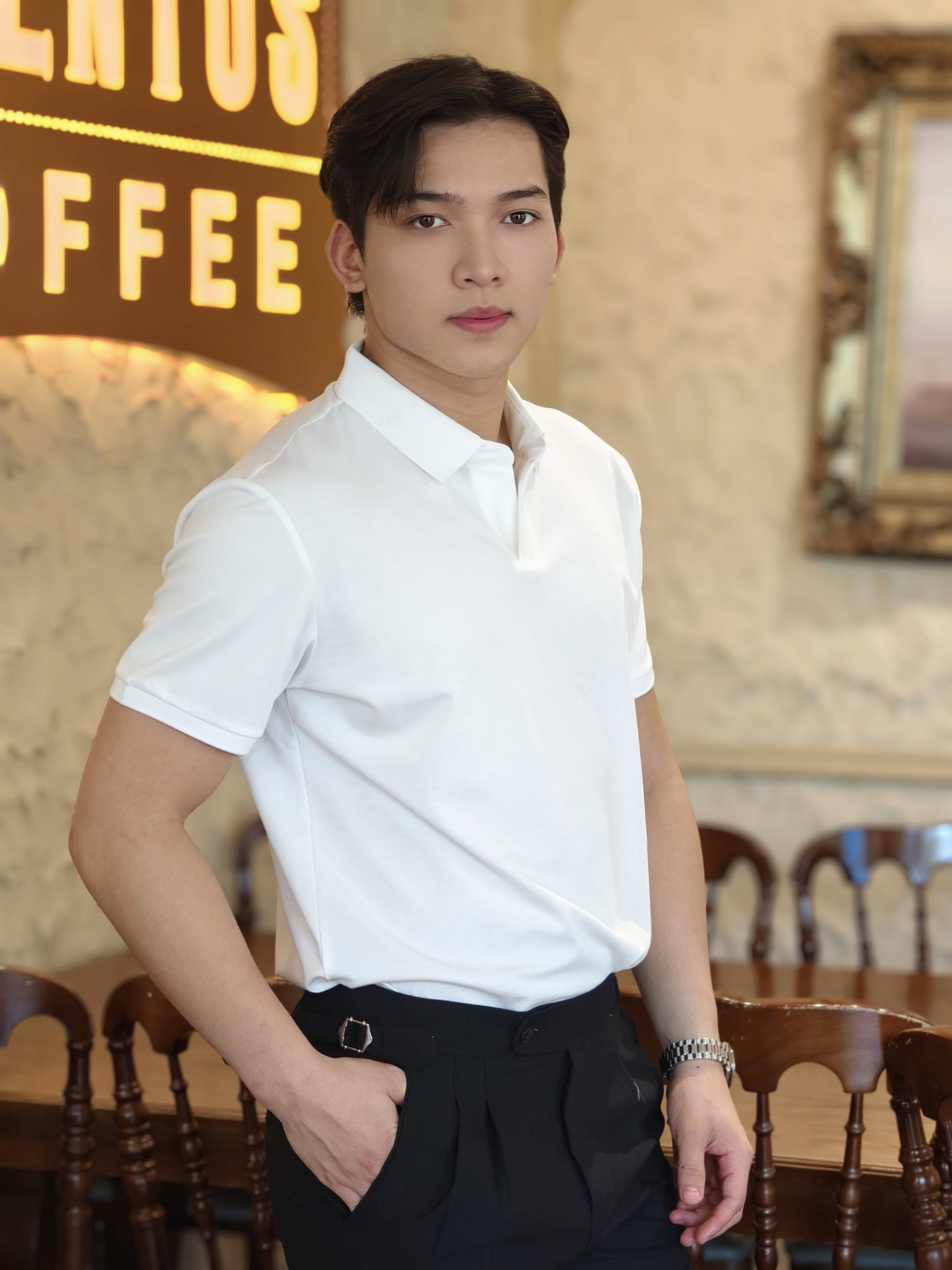 AF cổ bẻ màu trắng trơn 6701 #375