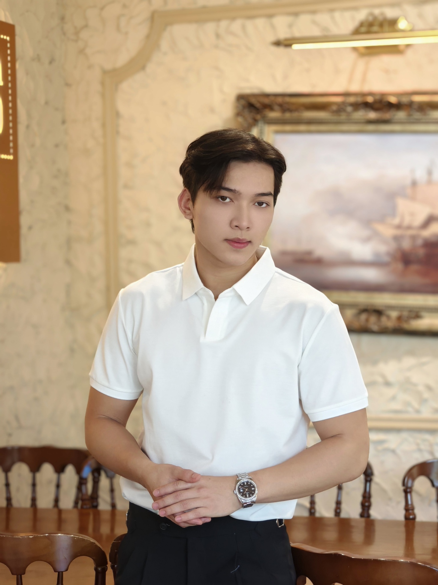 AF cổ bẻ màu trắng trơn 6701 #375