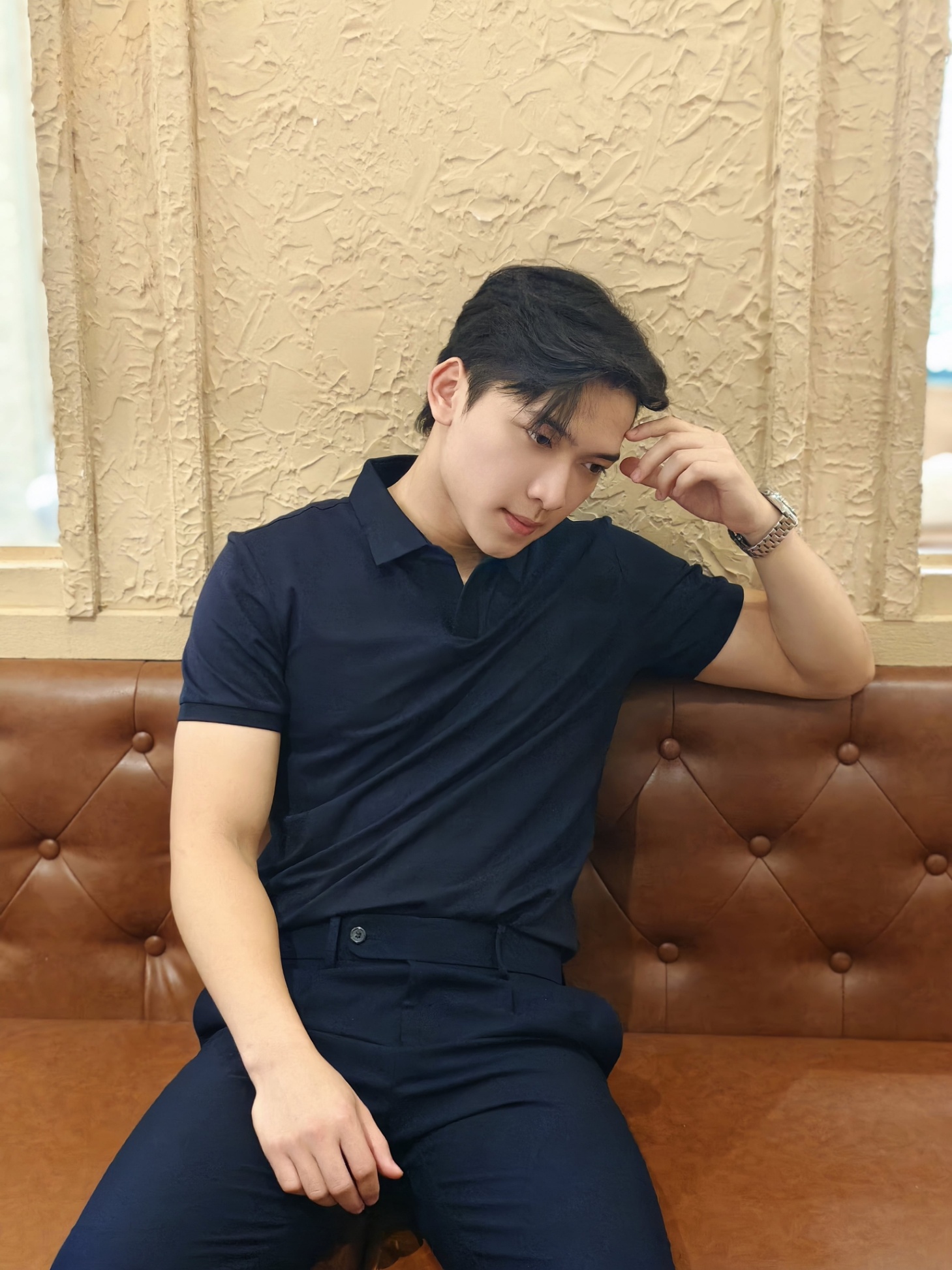 AF cổ bẻ màu tím than 6701 #376