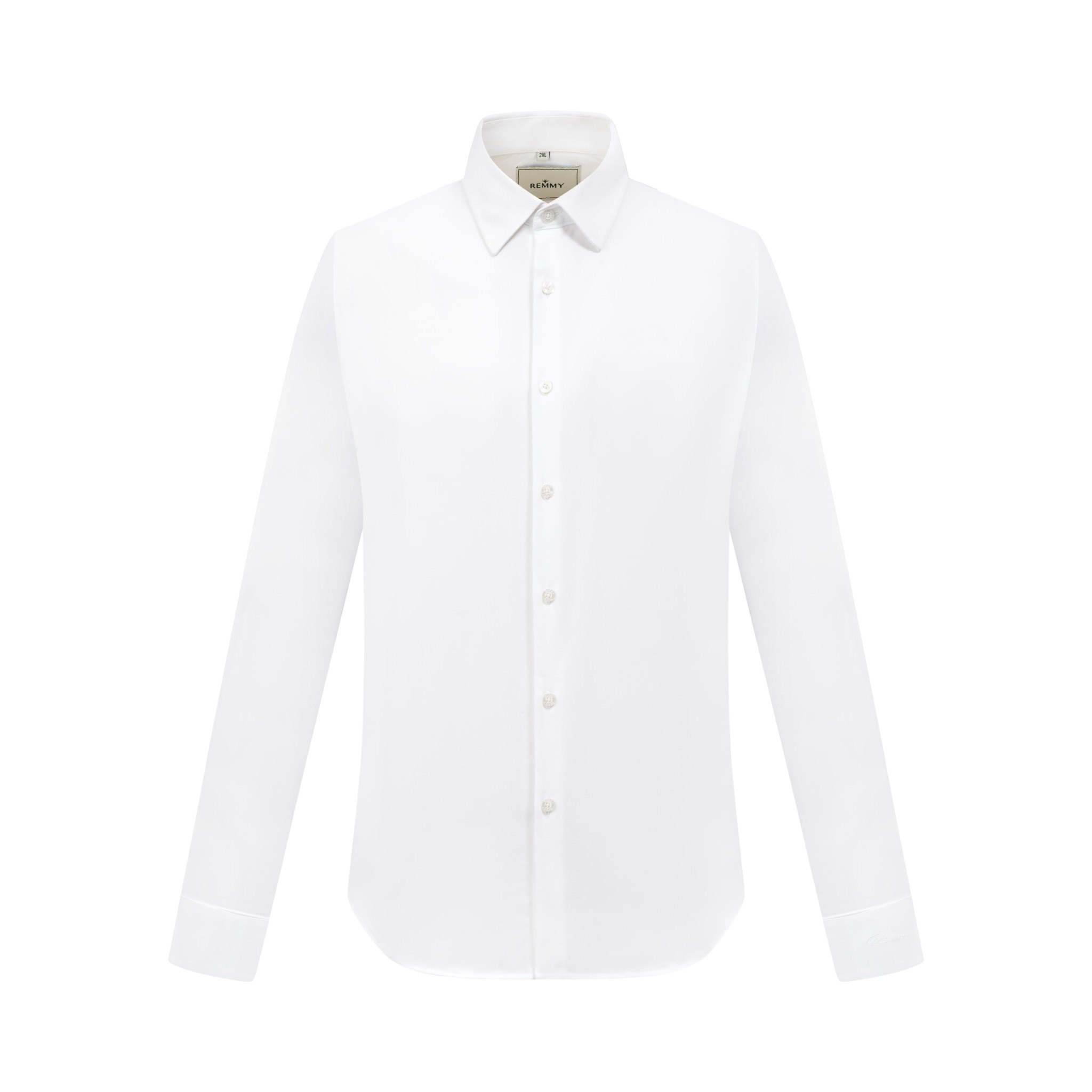 SM regular fit dài tay , màu trắng trơn , cổ basic #1145