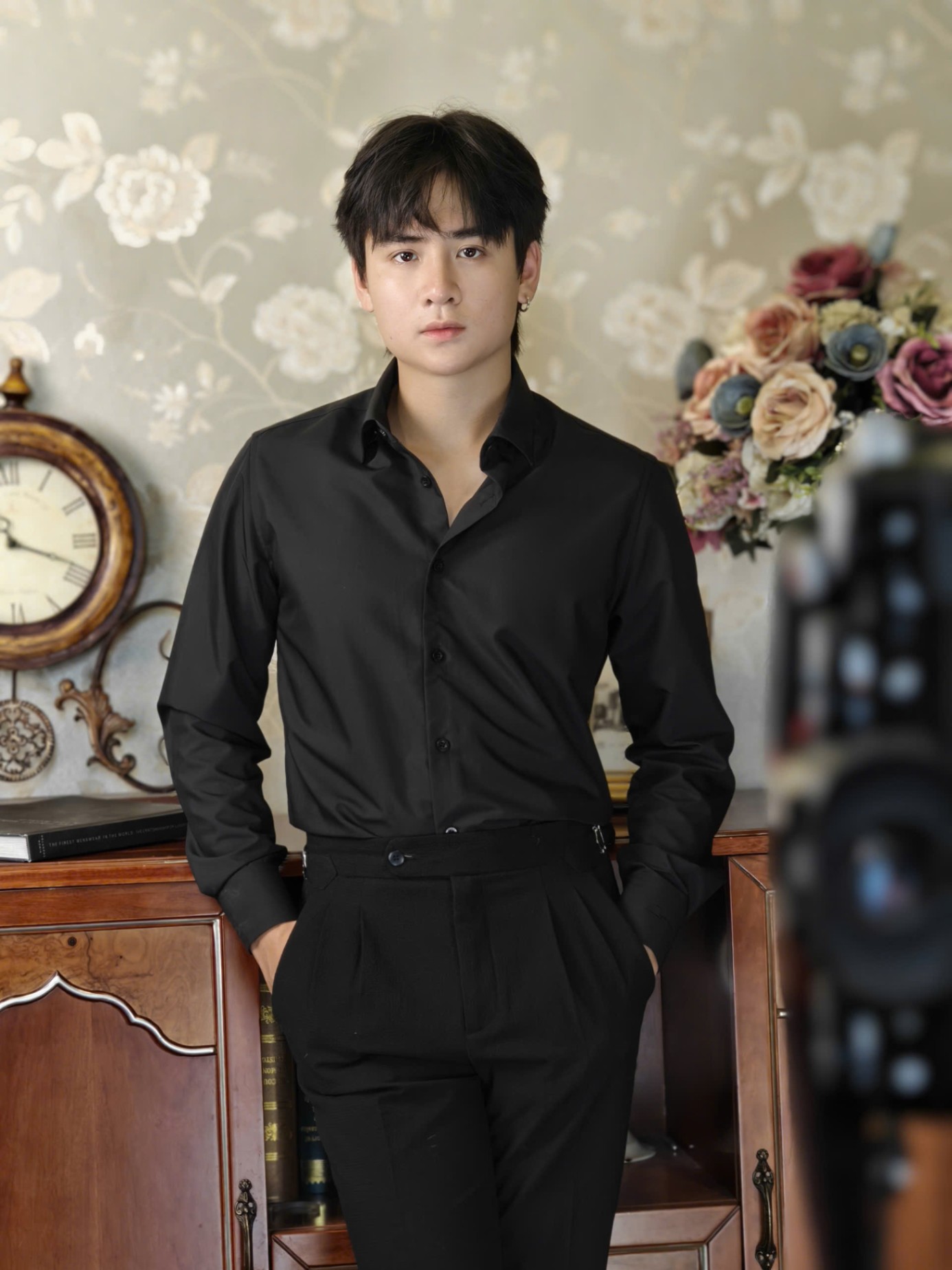 SM regular fit dài tay , màu đen trơn , cổ basic #1146