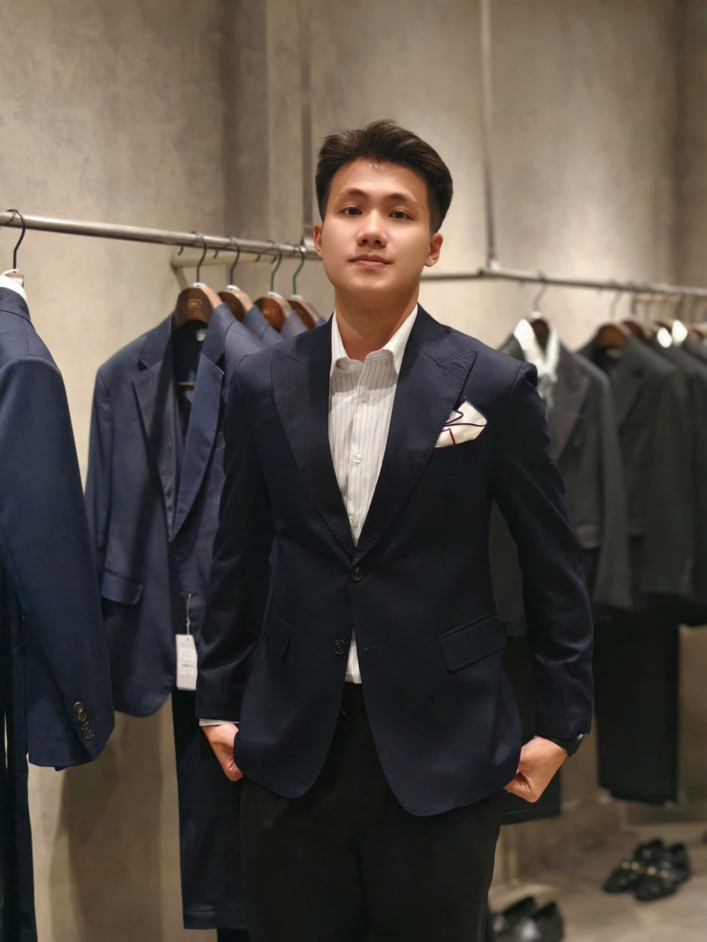 Vest xanh tt - vải dày dệt chéo