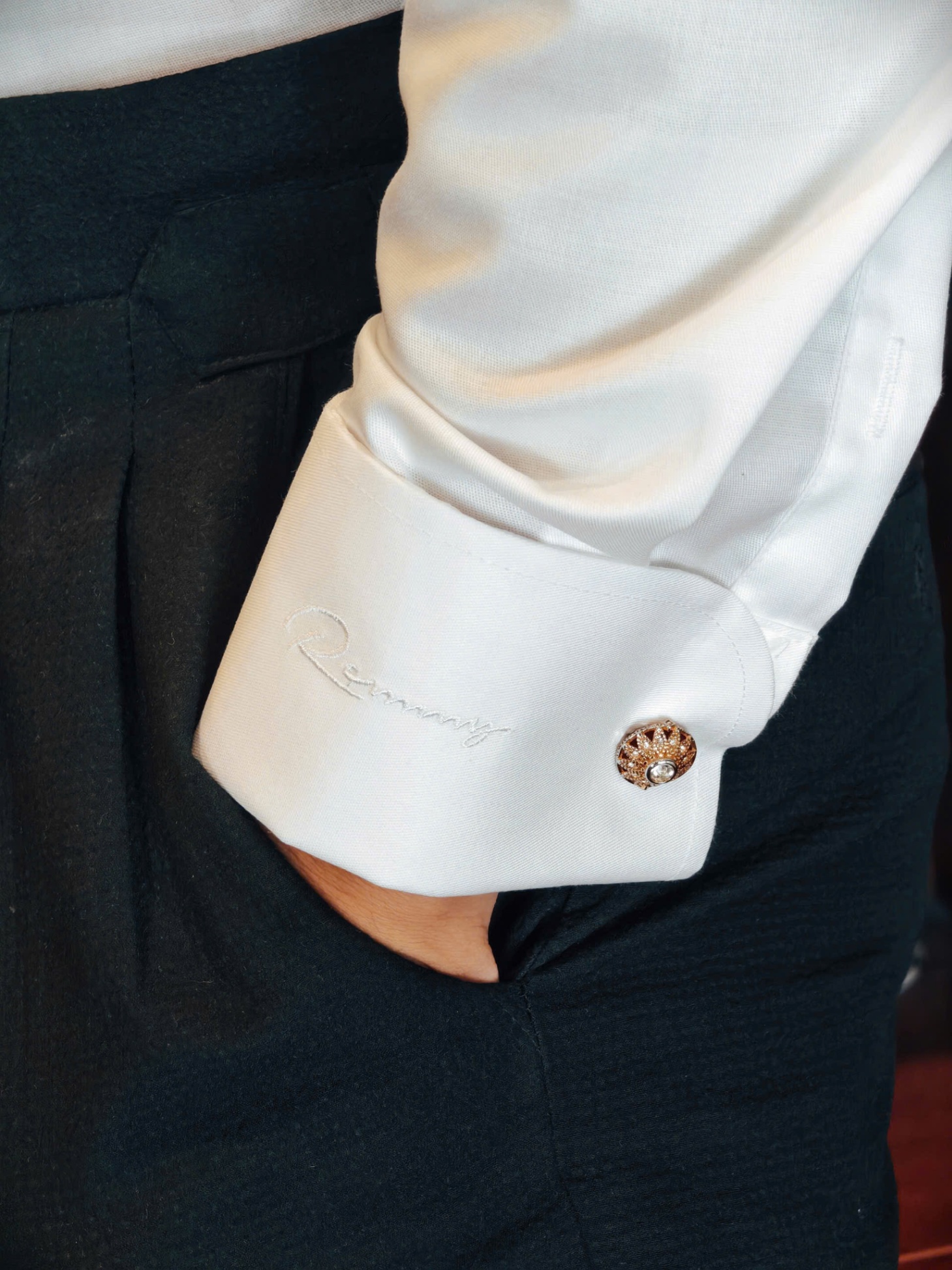 SM regular fit dài tay , màu trắng cufflink tay, cổ cutaway #1148