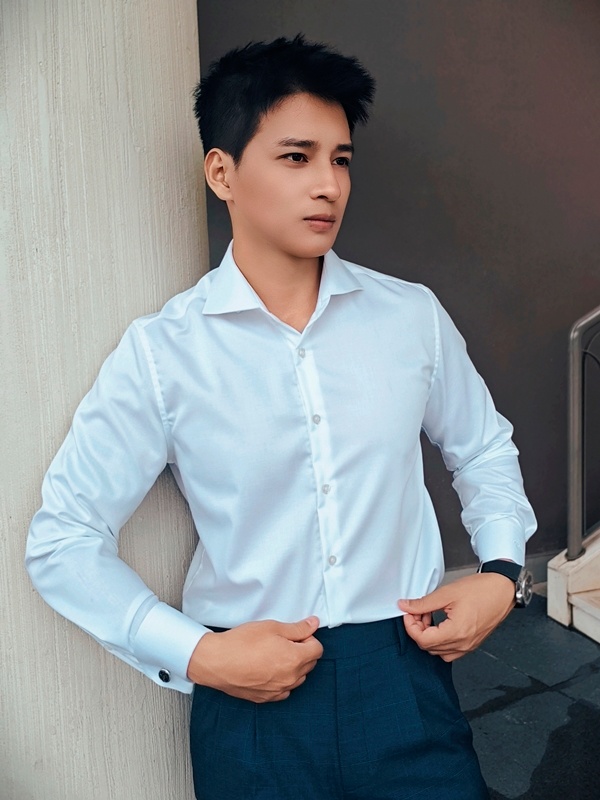 SM regular fit dài tay , màu trắng cufflink tay, cổ cutaway #1148