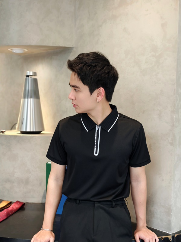 AF cổ bẻ , màu đen navy trơn khóa kéo 86101 #389