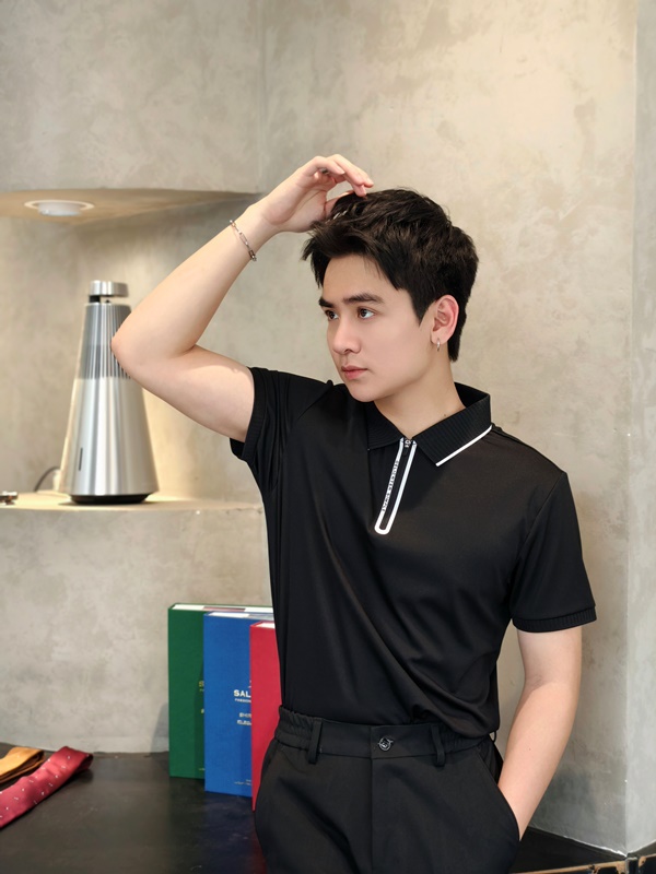 AF cổ bẻ , màu đen navy trơn khóa kéo 86101 #389