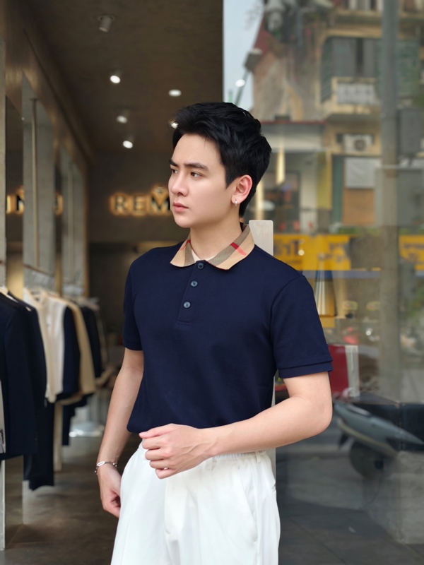 AF cổ bẻ , màu tím than trơn , cổ vàng đen trắng DH872 #387