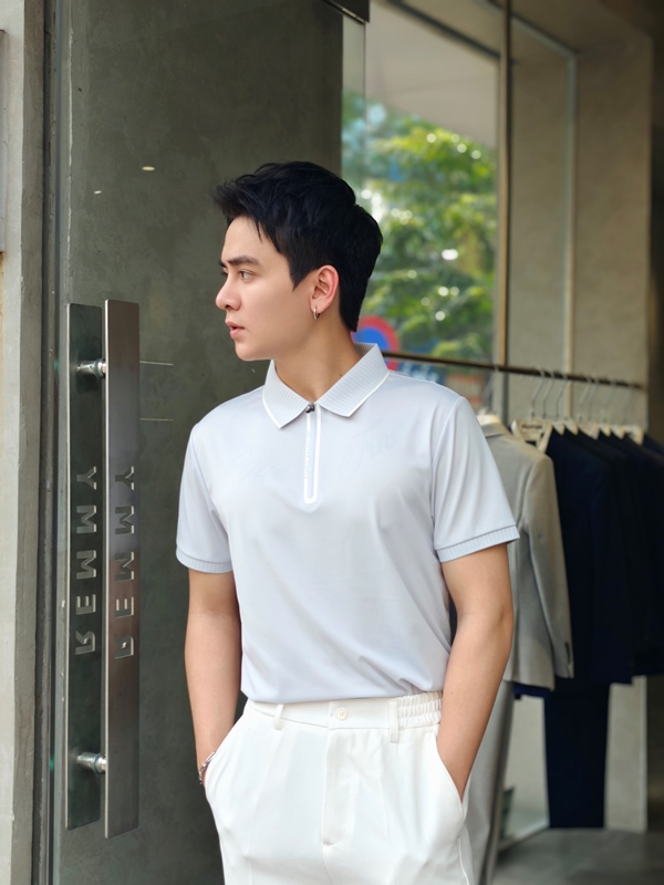 AF cổ bẻ , màu xanh nhạt trơn khóa kéo 86101 #391