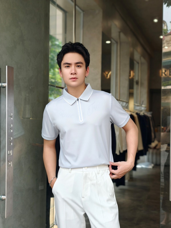 AF cổ bẻ , màu xanh nhạt trơn khóa kéo 86101 #391