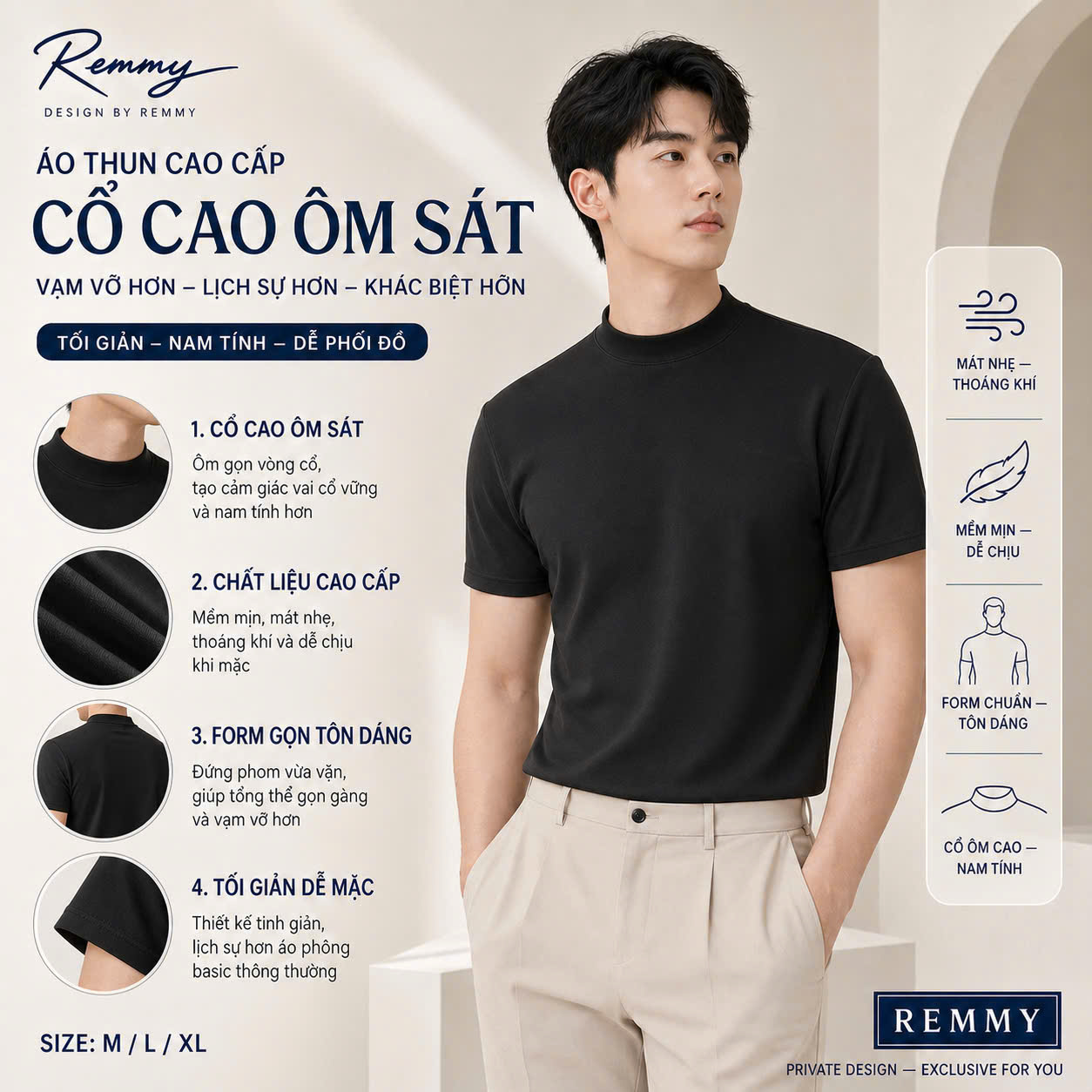 AF cổ tròn , màu đen trơn #395