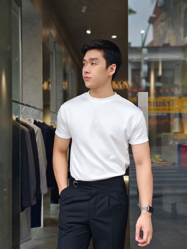 AF cổ tròn , màu trắng trơn #396