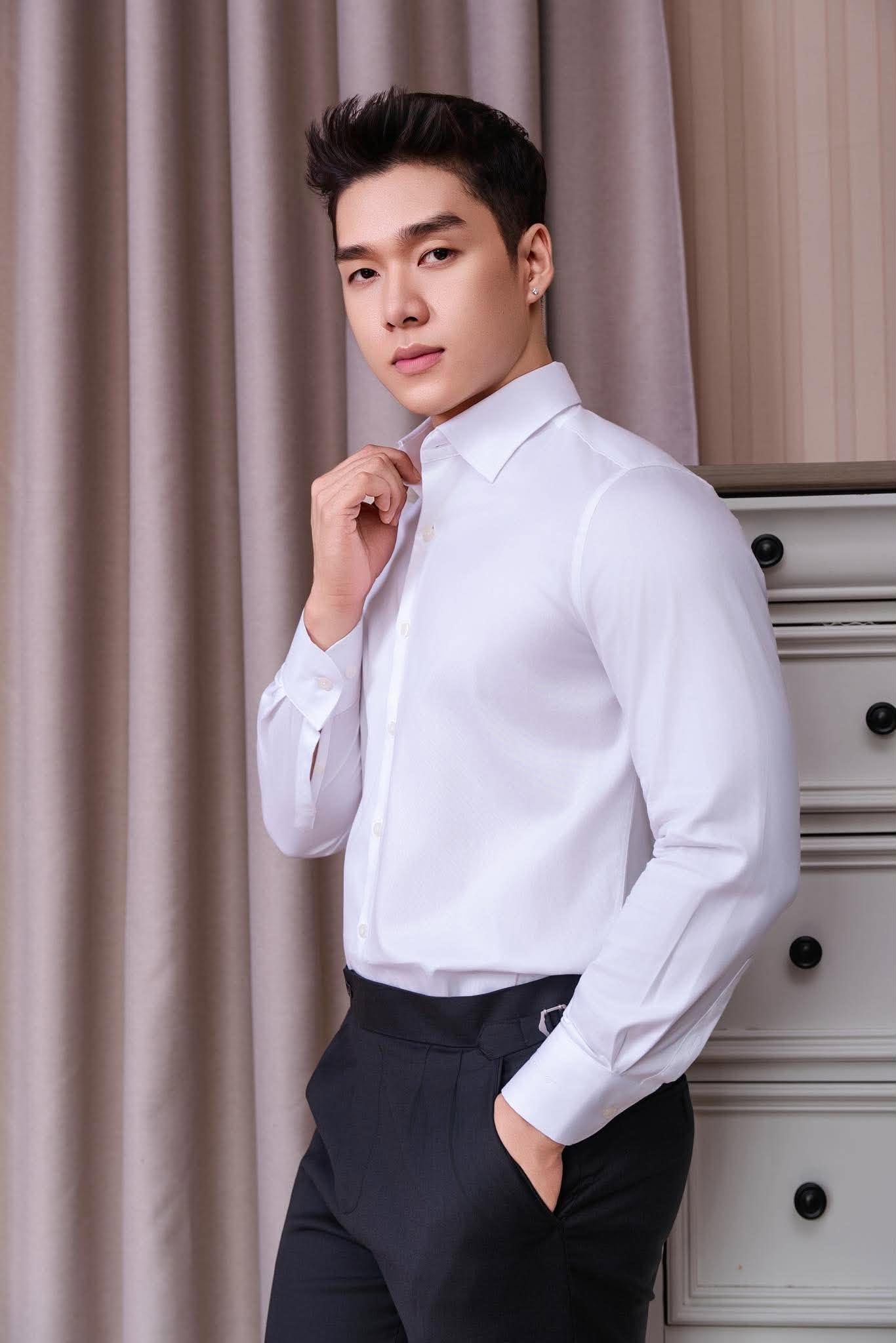 SM regular fit dài tay , cổ đức , màu trắng #1167