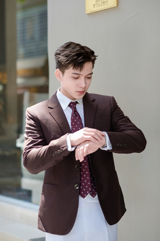 Vest tím chàm 1 hàng khuy