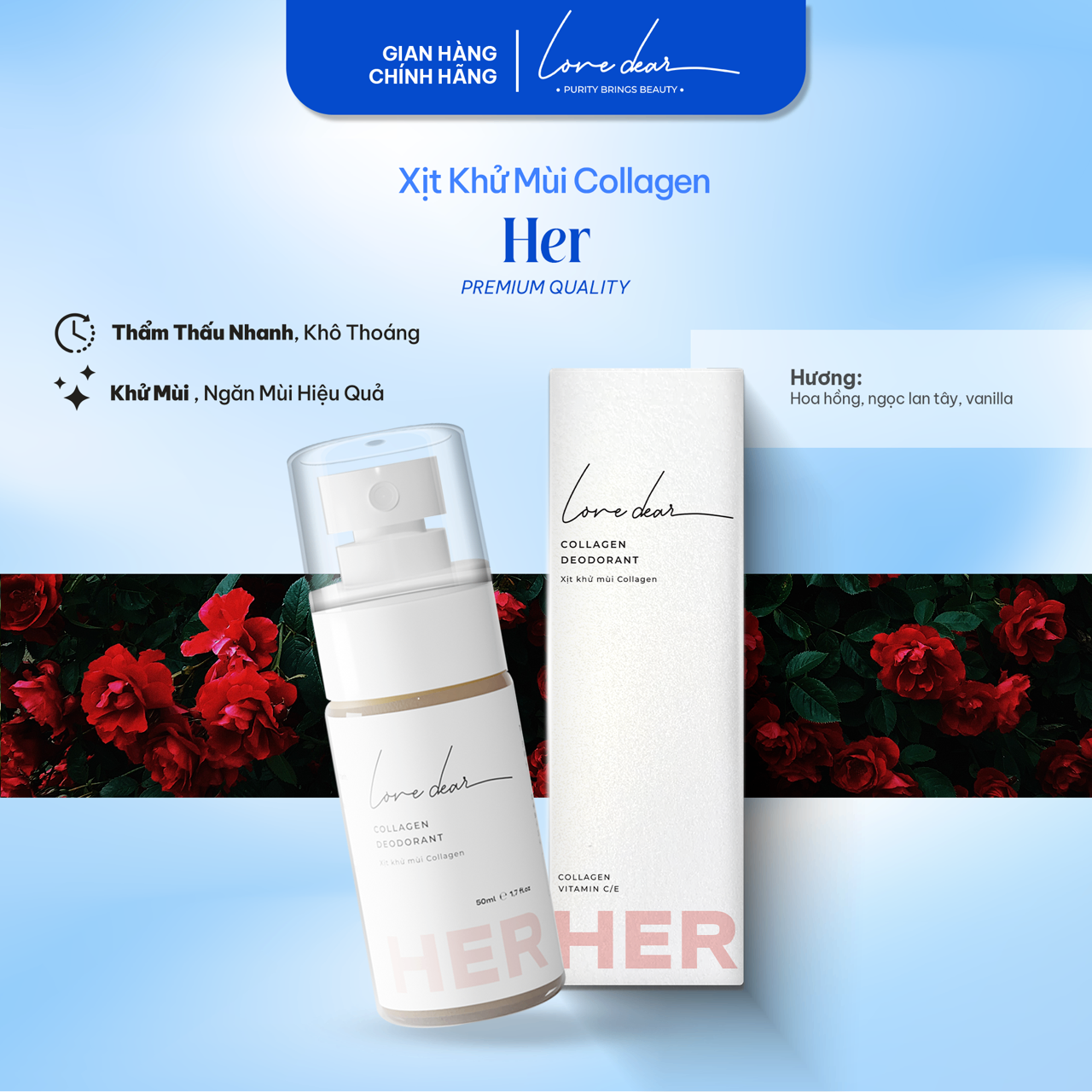 Xịt Thơm Khử Mùi HER Hương Nước Hoa Body Mist LoveDear Thơm Lâu Unisex - Có Collagen Và Vitamin C E với Nhiều Mùi 50ml.jpg