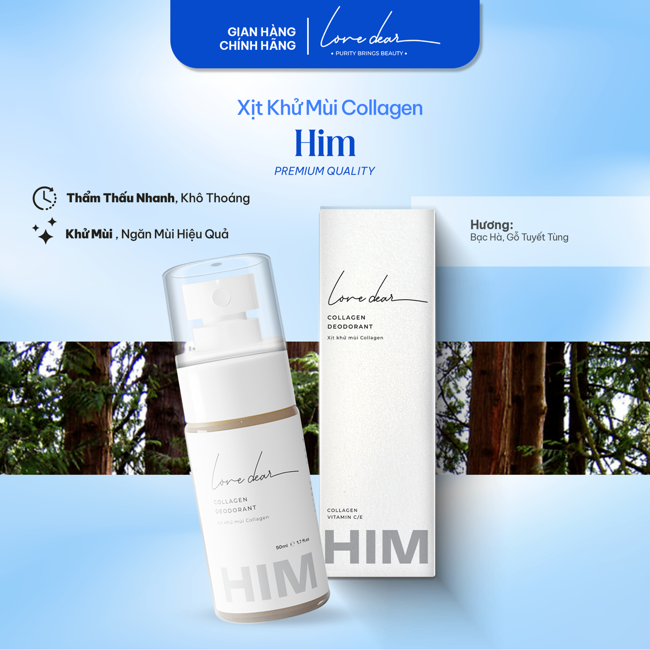 Xịt Thơm Khử Mùi HIM Hương Nước Hoa Body Mist LoveDear Thơm Lâu Unisex - Có Collagen Và Vitamin C E với Nhiều Mùi 50ml.jpg