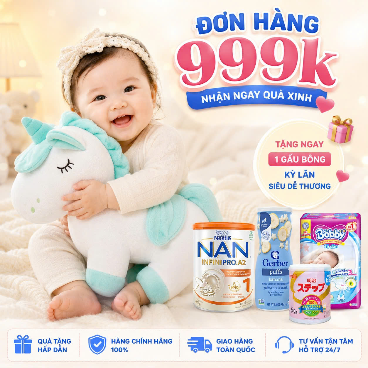 MUA ĐƠN 999K – TẶNG NGAY GẤU BÔNG KỲ LÂN SIÊU XINH