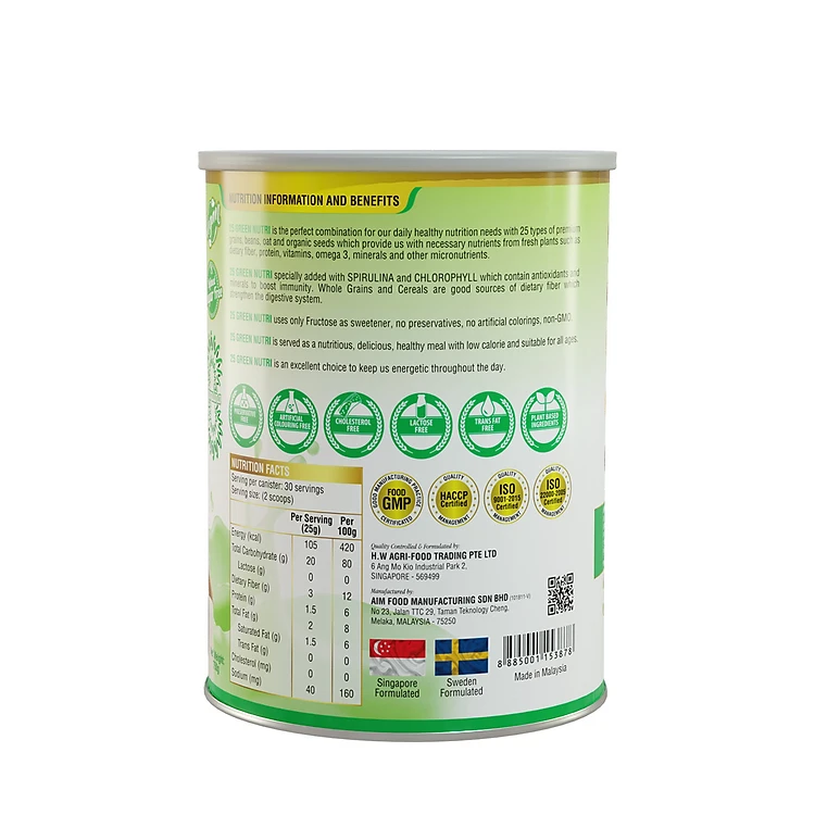Sữa Hạt 25 Green Lon 750g – Ngũ Cốc Thuần Chay Dinh Dưỡng