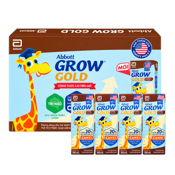 Thùng 48 Hộp Sữa Pha Sẵn Abbott Grow Cacao 180ml (trên 2 tuổi)