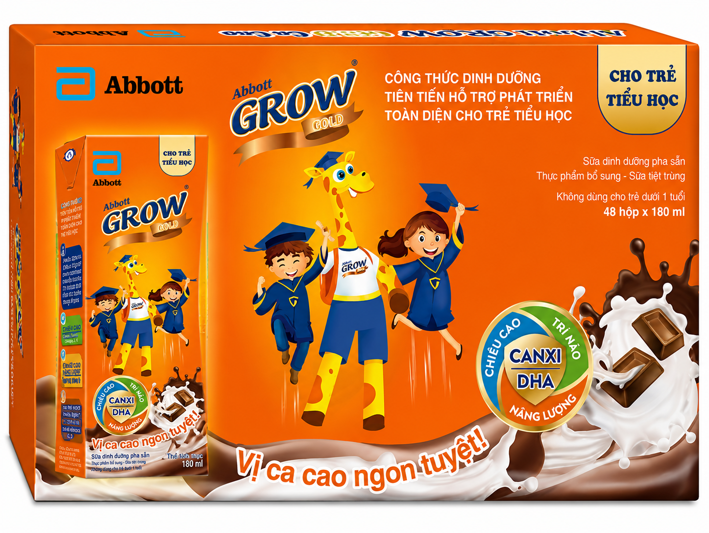 Thùng 48 Hộp Sữa Pha Sẵn Abbott Grow Cacao 180ml (trên 2 tuổi)