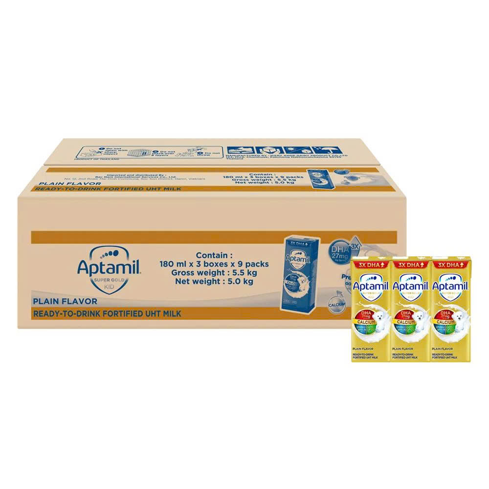 Thùng Sữa Aptamil Super Gold Kid 180ml (27 Hộp) – Phát Triển Trí Não