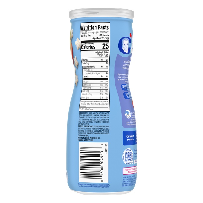 Bánh ăn dặm Gerber Puffs Vị Dâu Táo